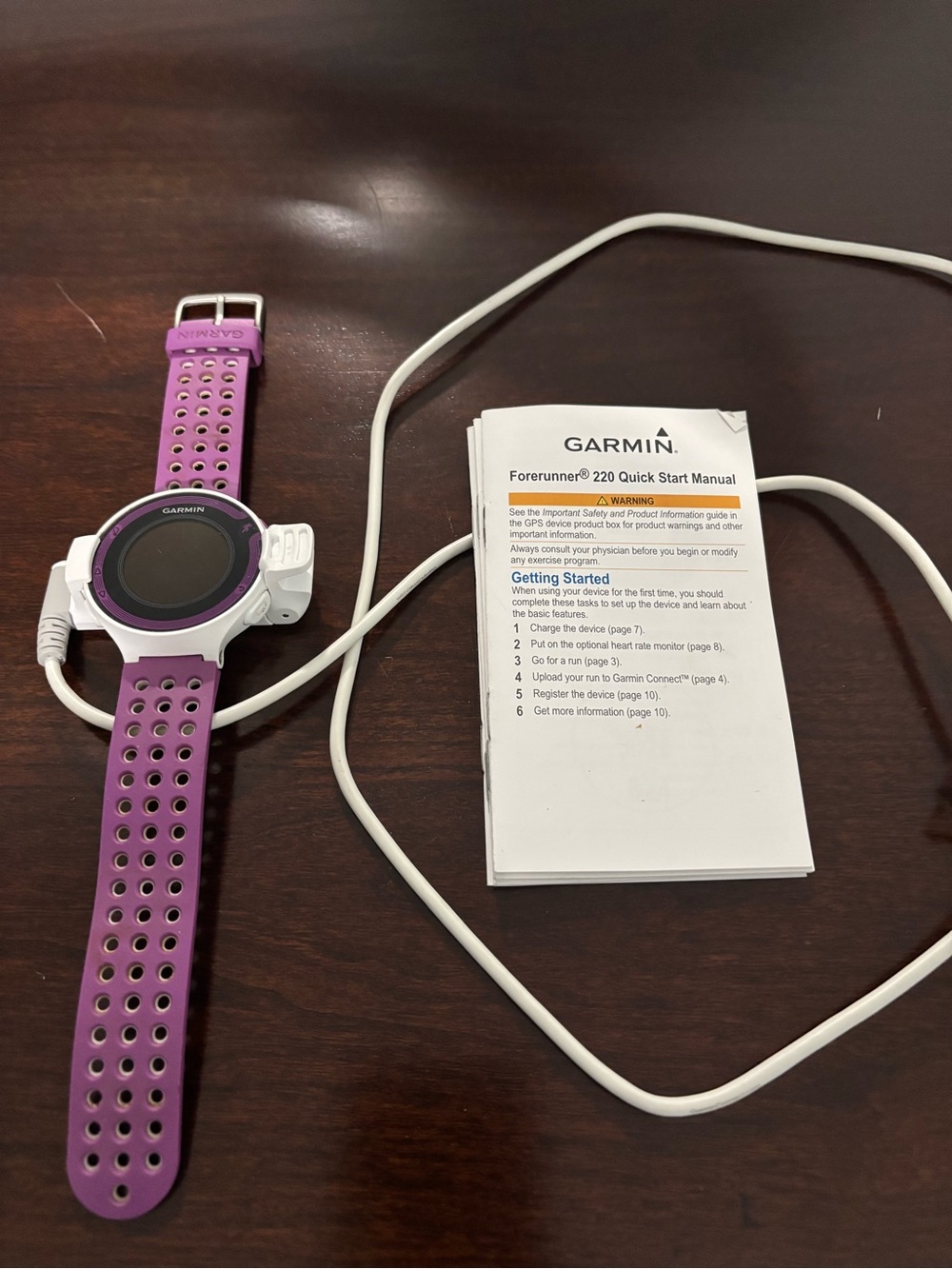 garmin Forerunner 220 Purple and White GPS Running Watch